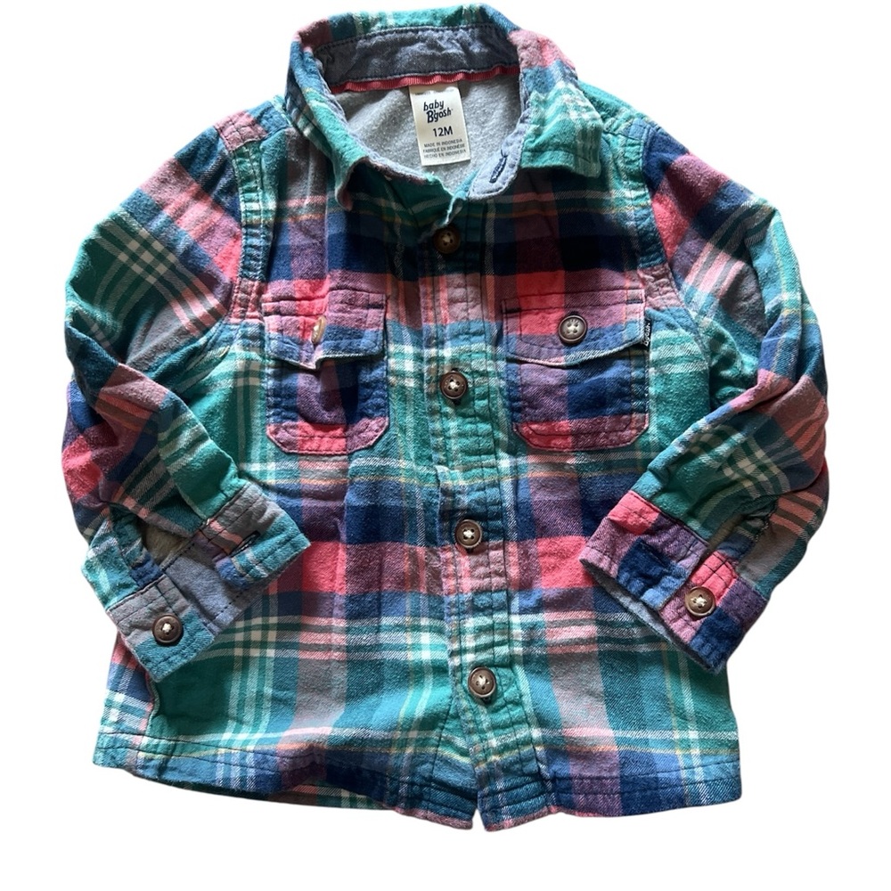 Oshkosh B’gosh Teal and Pink Plaid Lined Flannel | 12M
